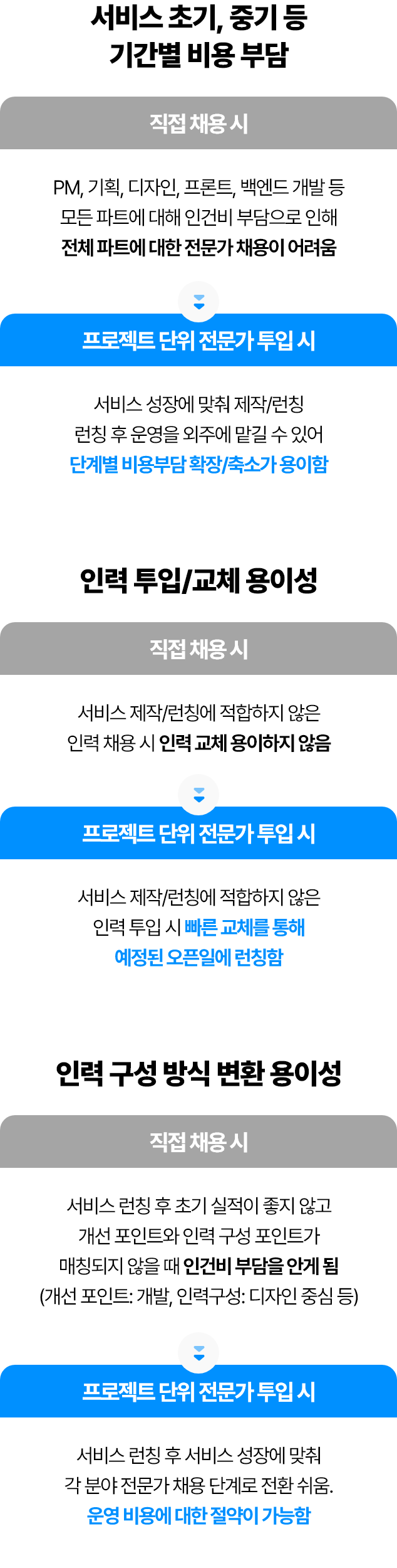 직접 채용 VS 프로젝트 단위 전문가 투입